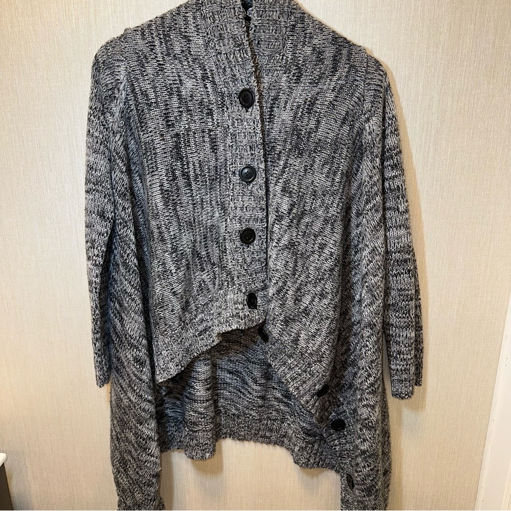Cheap Monday Gray Cardigan with Asymmetrical Hemline and Shawl Collar